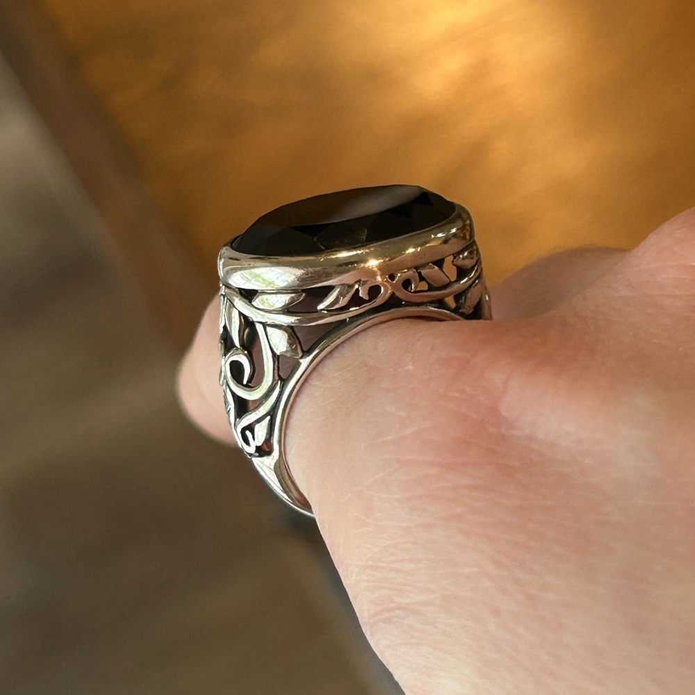 Silpada Ring Size 7 Black Oval Chalcedony Gemstone 925 Sterling Silver Indonesia - Picture 8 of 14